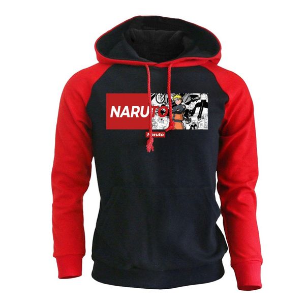 

men's hoodies autumn new hoody with cap japan anime naruto uzumaki sweatshirt harajuke male casual sweatshirts pullover, Black