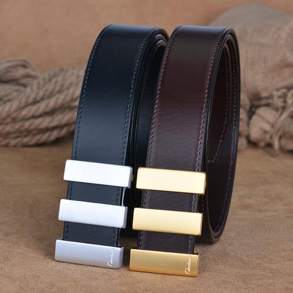 

2020 new fashion belt for men genuine leather strap trousers high first layer luxury ciartuar solid brass buckle ing, Black;brown