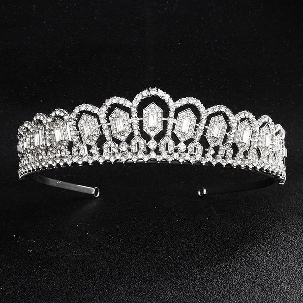 

2019 new princess harry meghan wedding crown vintage crystal bridal tiaras hair headband headpiece silver queen bride pageant crowns