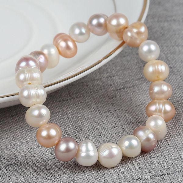 

handmade natural freshwater pearl bracelets for women with 8mm pearl beads gifts for mother lovers jewelry high quality, Black