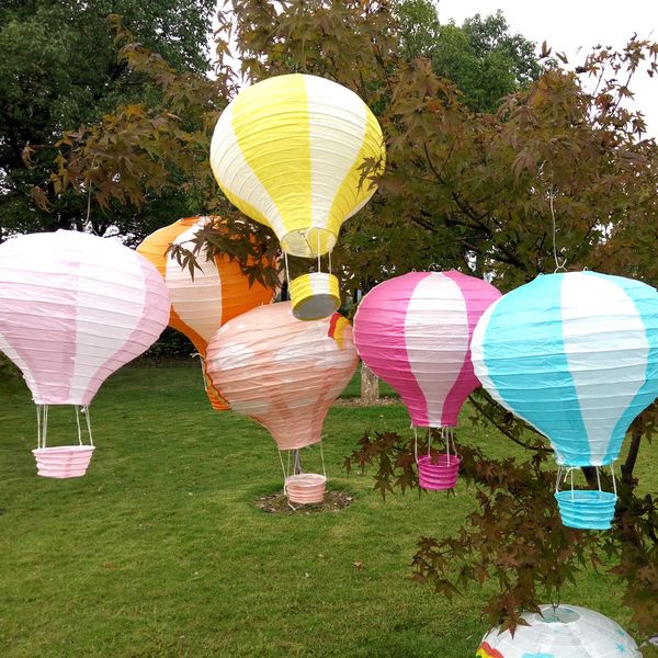 10 teile/los 12 zoll (30 cm * 48 cm) Mehrfarbige Heißluftballon Papierlaterne Wishing Laternen für Geburtstag Hochzeit Party Decor Geschenk