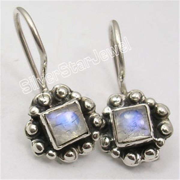 

solid silver rainbow moonstone peridots pearl nice earrings 2.2cm