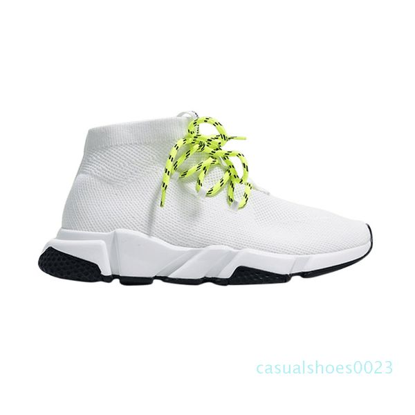 

2019 men women designer socks shoes speed trainer lace up mid black white yellow fashion men trainers casual platform sneakers ac23