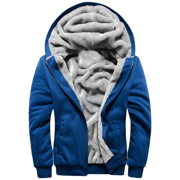 

mens designer light solid color sweater hooded sports plus velvet thickened coat, Black