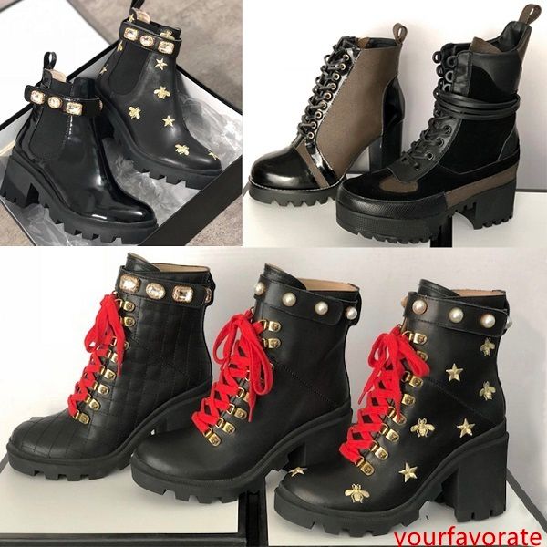 

2019 booties women laureate platform desert boots embroidered lace-up ankle martin boots real calf leather shoes good quality with box us11