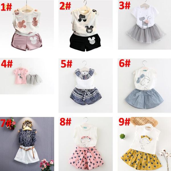 

2-7t kids baby girls t-shirt +shorts pants clothes outfits 2pcs/set girl's outfits children suit kids summer boutique clothes by1038, White