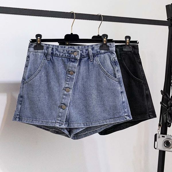 

plus size casual jeans 2019 autumn women fashion loose asymmetry denim shorts j7-3126, Blue