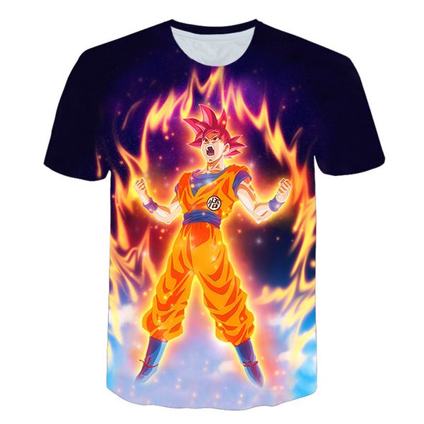 

супер саян 3d печать тенниска аниме dragon ball z гоку летняя мода tee tops мужчины / boy мастер роши печати одежда cartoon тенниска, White;black