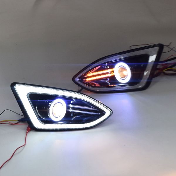 

led drl daytime running light fog lamp with cob angel eye 12v car running lights for edge 2020-2020