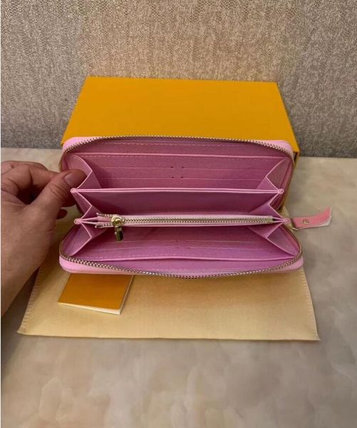 

wholesale fashion pu leather zipper wallets for women purses clutch bags men card holder handbag classic purse 60017 with box dust bag, Red;black