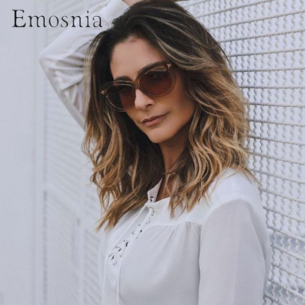 

emosnia cat eye sunglasses modis feminino 2019 luxury women brand designer sun glasses retrotransparent frame, White;black