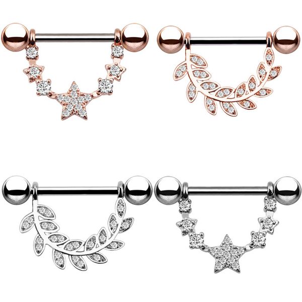

316l surgical steel new 2pcs nipple piercing fashion body piercing big zircon rings body jewelry for women girls, Slivery;golden