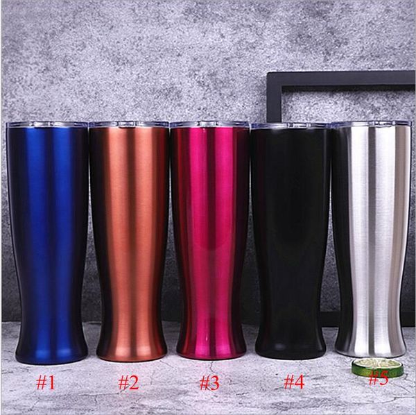 

straight cupstainless steel beer mugs double layer travel vase tumbler portable originality vacuum coffee cup with clear lid 20oz tl1471