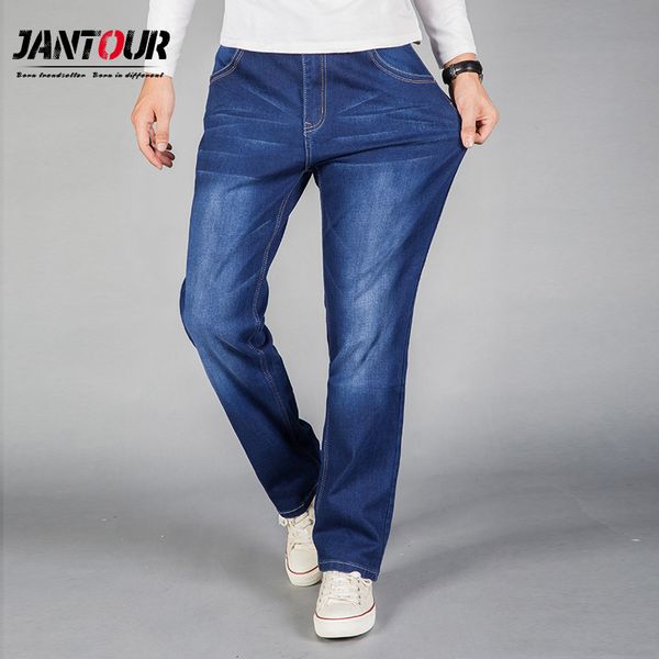 

2017 jeans men straight fit blue stretch denim pants large size trousers business casual cowboys man jeans 40 42 44 max size
