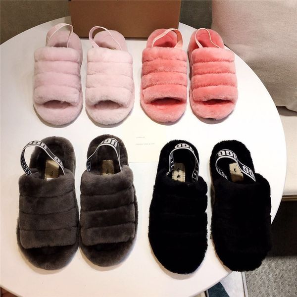 

женские пушистые тапочки австралия fluff yeah slide designer модная обувь сапоги зимняя роскошная пэчворк женские сандалии меховые горки тап, Black;grey