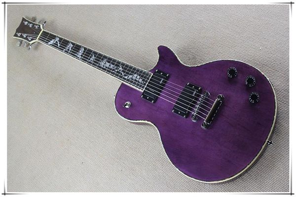 

factory custom purple body electric guitar with bat inlay,2 emg pickups,chrome hardwares,white binding,offer customized