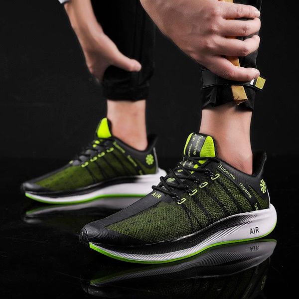 

bonjean popular summer new men shoes air cushion large size breathable run men sneakers increase mesh lace-up men casual, Black