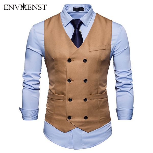 

причинно платье жилет для мужчин slim fit костюм жилет мужской двойной брестед жилет gilet homme рукавов формальный jacket, Black;white