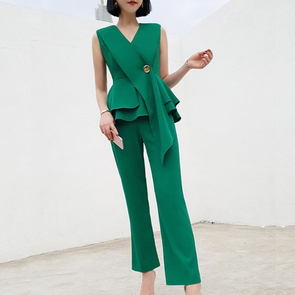 

fashionable two piece set pant suit stylish goddess summer costumes for women conjunto feminino ensemble femme deux pieces, White