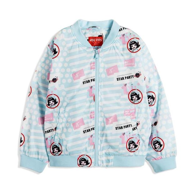 

abc kids beautiful spring baby girl cartoon pattern long sleeve zipper sweatshirt casual toddler outerwear clothes, Blue;gray