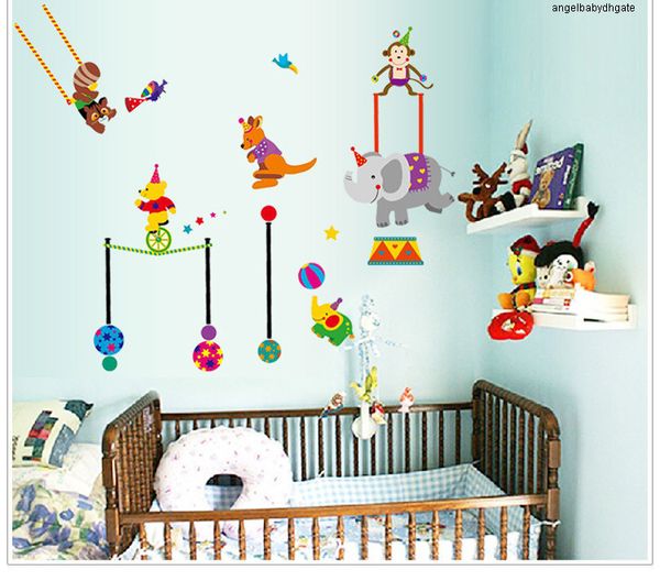 

wall 702-y cartoon real stickers animals home circus decor dty art decals removable pvc wall sticker for decoration