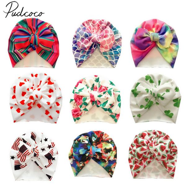 

2019 baby accessories cute newborn baby infant girl boys toddler comfy bowknot hospital cap beanie hat colorful caps kids gifts, Yellow