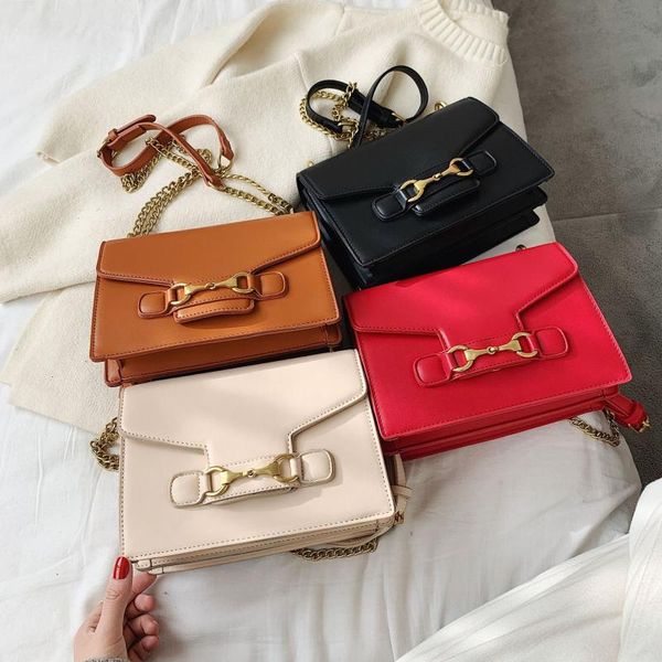 

2020 new women's shoulder bag trend wild horsebit buckle small square bag fashion chain ladies shoulder messenger women