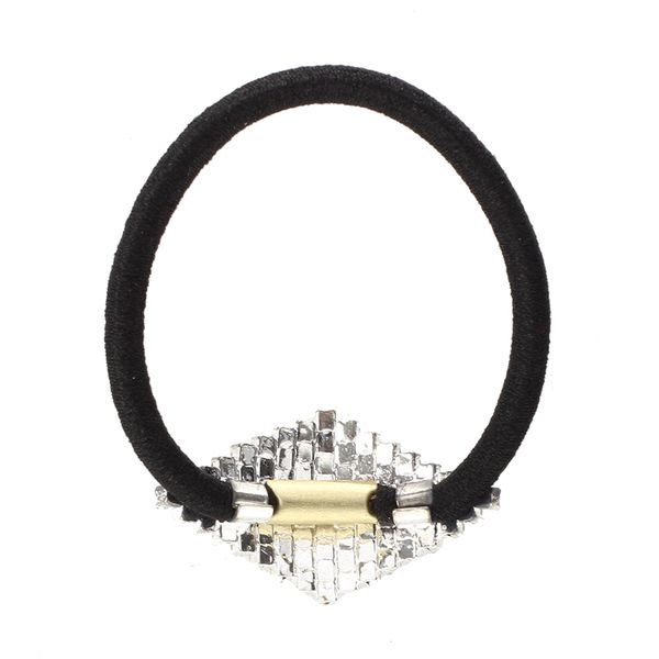 

silver plated diamond shape elastic band hair tie ponytail holder yoga hair bands