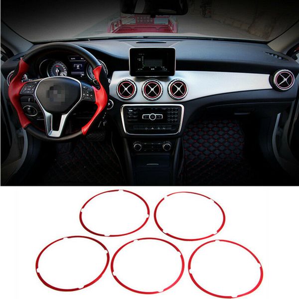 

red consle air vent outlet cover ring 5pcs for benz cla c117 w117 2013-2019