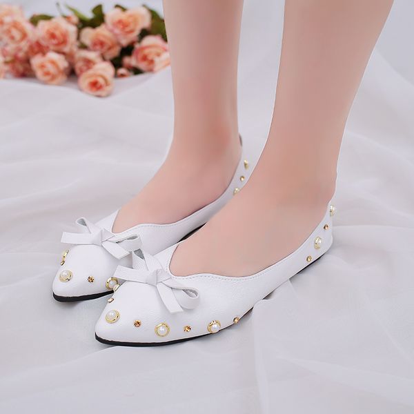 

popular selling style spring autumn must-have slip-on flat shoes women beaded design elegant charm wild comfortable w38-86, Black