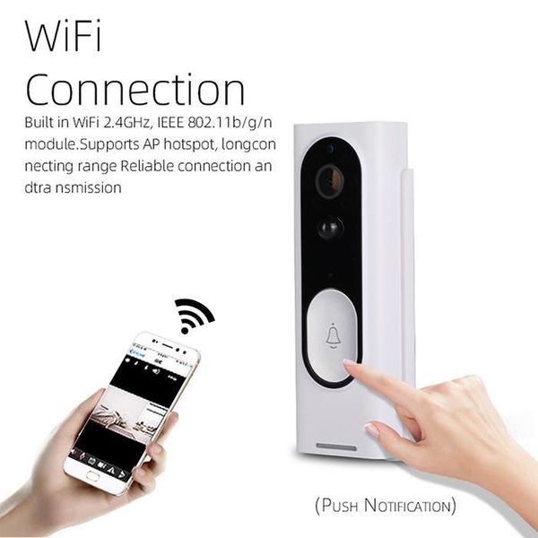 

камера новый wi-fi видео дверной 1080p hd wireless security с detection движения pir для ios android телефона app control, Black;white
