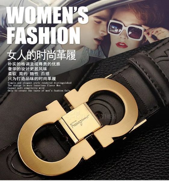 

popular 2019 classic black luxury high-quality hand-designed belt fashion large bead buckle men's and women's wear belt ing, Black;brown