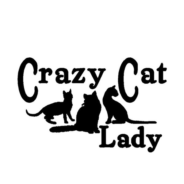 

15.5cm*9.9cm new style crazy cat lady vinyl decals funny car stickers car decor