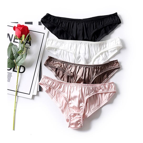 

moxeay 4pcs silk satin tanga female underwear lingerie g-strings & thongs unerwear women panties briefs rusanranz, Black;pink