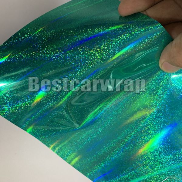 Envoltório holográfico do vinil holográfico do cromo do arco-íris de hortelã para o envoltório do carro com bolha do ar livre para o carro que cobre adesivos de holograma 1.52x20m / rolo