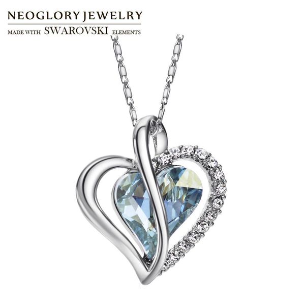 

neoglory austria crystal & rhinestone charm pendant choker chain necklace love heart for women collar statement mother's day cj191223, Silver