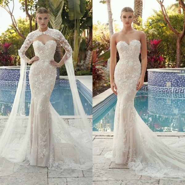 

2020 русалка свадебные платья с обертыванием vestido де noiva sereia милая шеи молния бисероплетение аппликации труба невесты платья, White