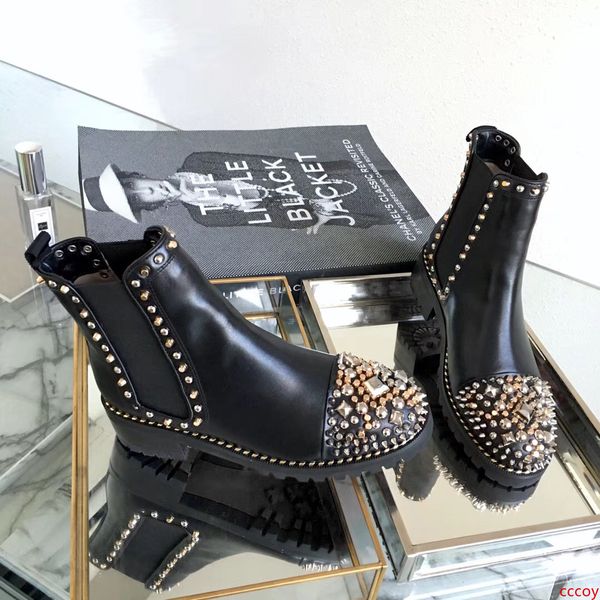 

new women boots fashion luxury designer women shoes with studded spikes party boots winter outdoor casual ankle boots w1