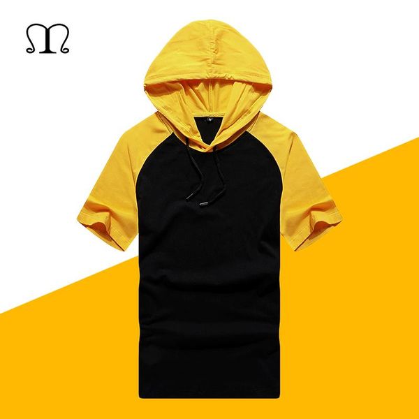 

летние мужские футболки моды с коротким рукавом тройник лоскутная с капюшоном топы hip hop streetwear мужской пуловер дряблая moletom, White;black