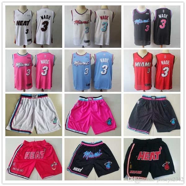 

mens miami nba heat city edition throwback jerseys dwyane 3 wade basketball shorts jerseys pink black red white black