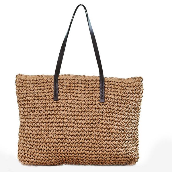 

straw bag women handbag bohemia beach bags handmade wicker summer tote bags rattan shoulder bags(brown