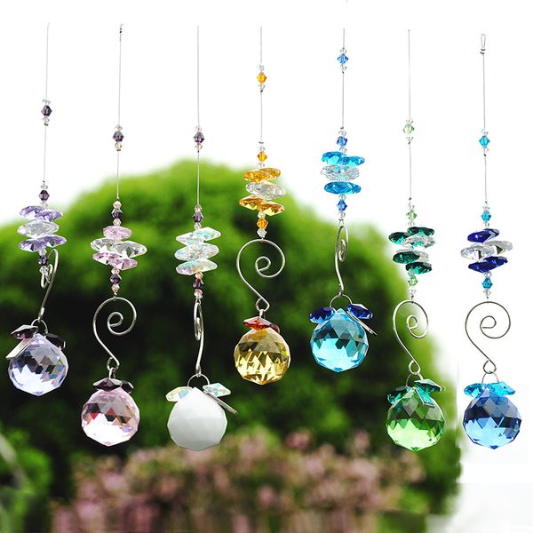 

h&d 30mm rainbow octagon hanging ball pendant crystal prism suncatcher (blue