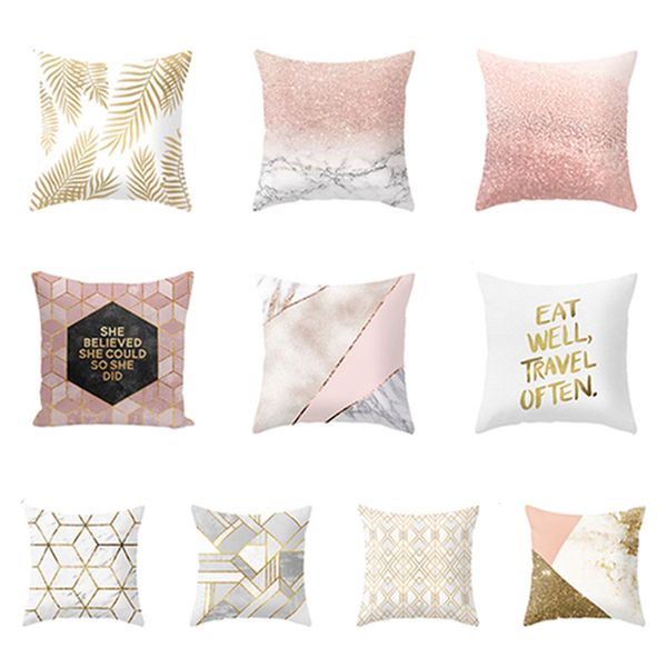

printed geometric letter cotton velvet sofa pillow case 45*45cm single-sided printing pillowcase home coffee shop pillow cover dh0883 t03