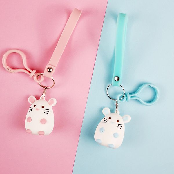 

year of the rat mascot pvc soft epoxy sponge mouse doll couple keychain valentine's day birthday gift pendant, Silver