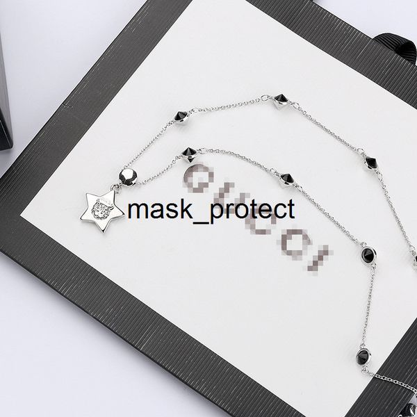

double g gujia taiyin five-pointed star cat necklace hip-hop fashion brand valentine's day gift, Silver