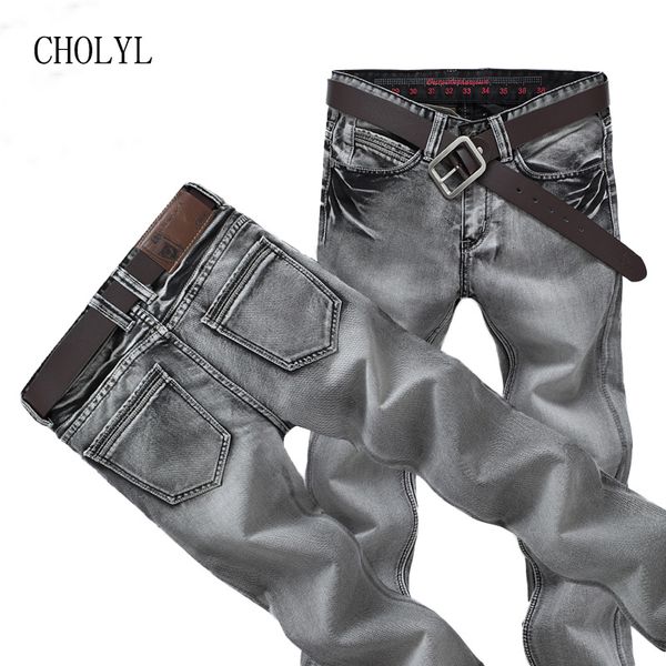 

2020 cholyl new mens jeans classic retro nostalgia straight denim men long jeans brand biker, Blue