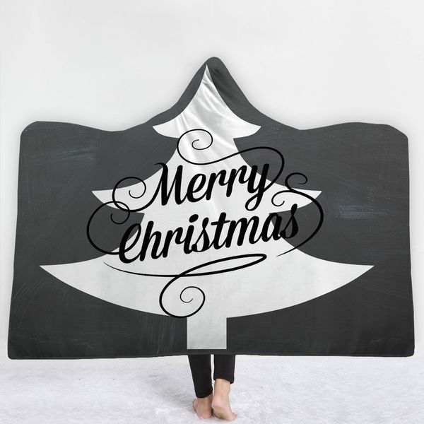 Acheter Joyeux Noël Couverture Avec Chapeau Garder Chaud Doux Confortable Noir Et Blanc Couverture Heureux Arbre De Noël Vendent Bien De 4925 Du