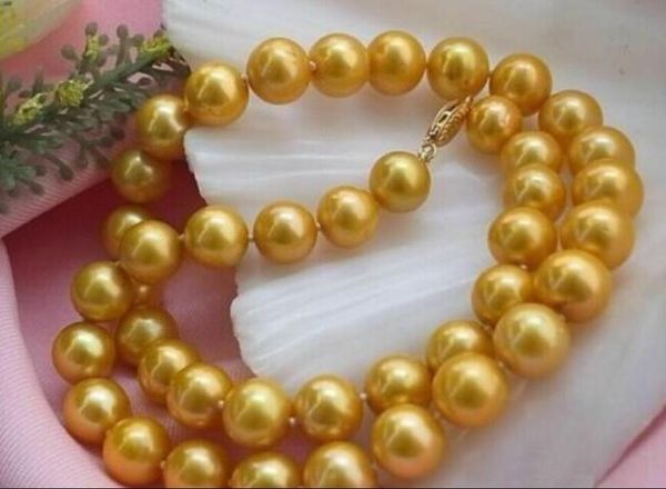 

gorgeous 8-9 mm natural gold pearl necklace 18'' 36" yellow clasp, Silver