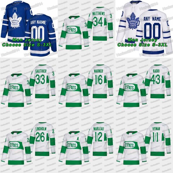 

2019 Toronto St. Pats Leafs 16 Mitch Marner Patrick Marleau Frederik Gauthier Zach Hyman Nazem Kadri Par Lindholm 34Matthews Jersey