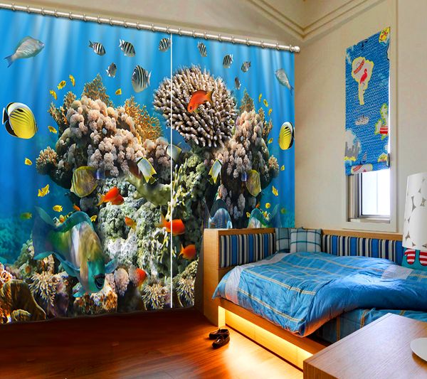 

seascape animal world luxury 3d window curtain living room wedding bedroom